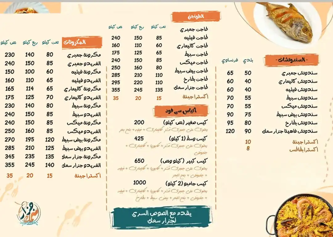 منيو جزار سمك